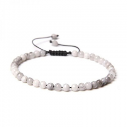 Braccialetto Quarzo Grigio perline naturali da 4mm su filo regolabile