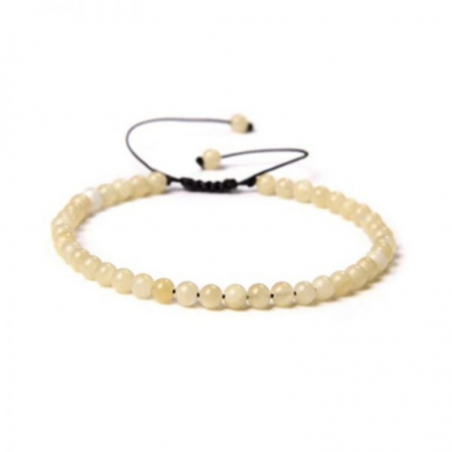 Braccialetto Giada Limone perline naturali da 4mm su filo regolabile