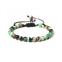 Braccialetto Diaspro Verde Oceano perline naturali da 6mm su filo regolabile