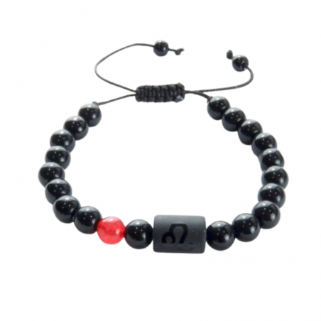 Leone - Braccialetto Onice perline naturali su filo regolabile