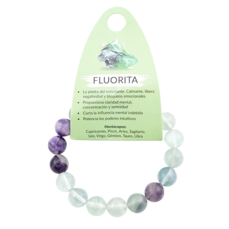 Braccialetto Fluorite Multicolore perline pietra naturale da 10mm