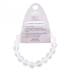 Braccialetto Quarzo Bianco perline pietre naturale da 10mm