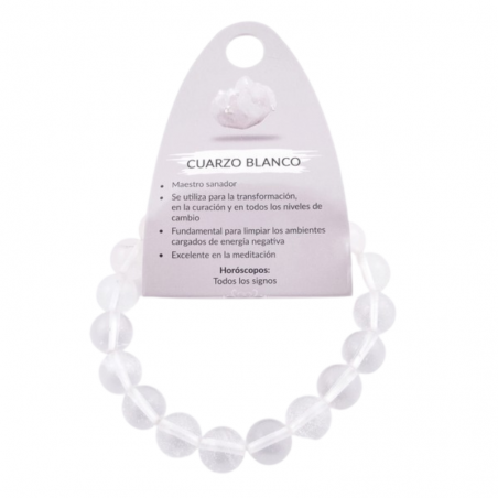 Braccialetto Quarzo Bianco perline pietre naturale da 10mm