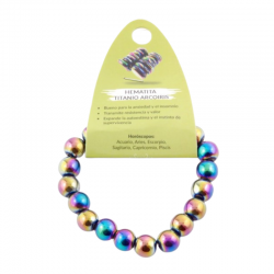 Braccialetto Ematite Titanio Arcobaleno Pietra Naturale da 10mm
