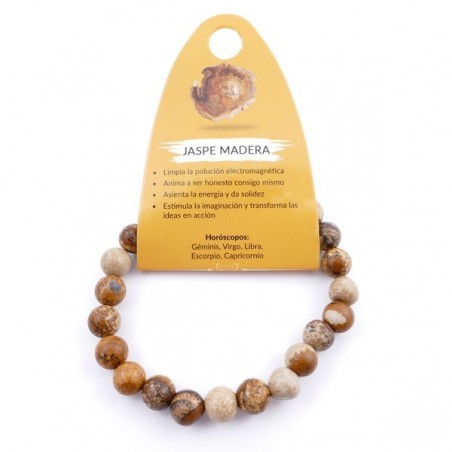 Braccialetto Diaspro Legno perle in Pietra Naturale da 8mm