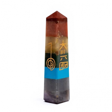 Obelisco Chakra con Simboli Reiki (± 2,5 x 10cm - ± 90gr)