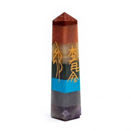 Obelisco Chakra con Simboli Reiki (± 2,5 x 10cm - ± 90gr)