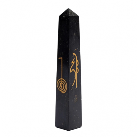 Tormalina Nera a forma di Obelisco con Simboli Reiki (± 2 x 11cm - ± 90gr)