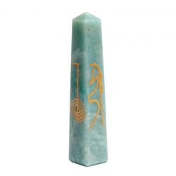 Amazzonite a forma di Obelisco con Simboli Reiki (± 2,5 x 10cm - ± 80gr) 2