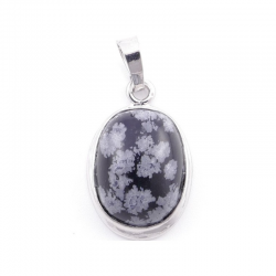 Ossidiana delle Nevi Pendente Pietra Naturale Ovale - (26 x 17mm)