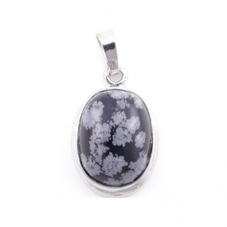 Ossidiana delle Nevi Pendente Pietra Naturale Ovale - (26 x 17mm)