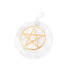 Quarzo Bianco Pendente Pietra Naturale con simbolo Pentagramma