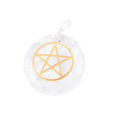 Quarzo Bianco Pendente Pietra Naturale con simbolo Pentagramma