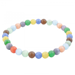 Braccialetto Occhio di Gatto multicolore perline da 6mm in Pietra Naturale