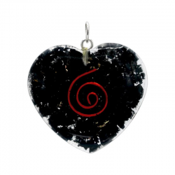 Shungite Orgone Pendente a forma di cuore con spirale