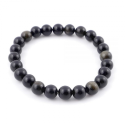 Bracciale Ossidiana Dorata perle da 8mm in Pietra Naturale