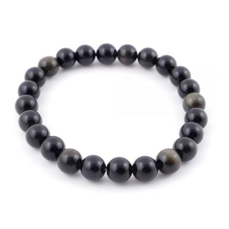 Bracciale Ossidiana Dorata perle da 8mm in Pietra Naturale