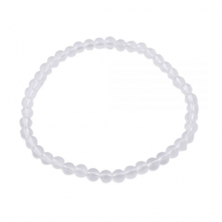 Braccialetto Quarzo Bianco perline pietra naturale da 4mm