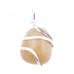 Giada Miele Pendente con Pietra Burattata Naturale in Metallo