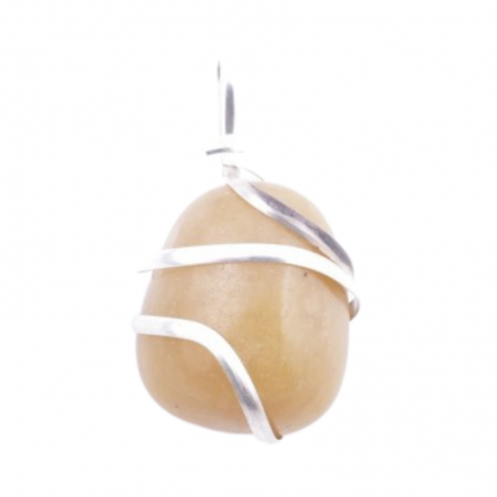 Giada Miele Pendente con Pietra Burattata Naturale in Metallo