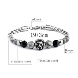 Braccialetto Agata Grigia perline 8mm in Pietra Naturale e Acciaio 2