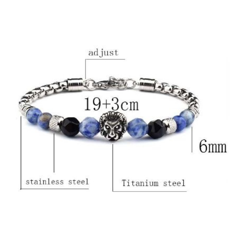 Braccialetto Sodalite perline 8mm in Pietra Naturale e Acciaio