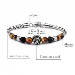 Braccialetto Occhio di Tigre perline 8mm in Pietra Naturale e Acciaio 2