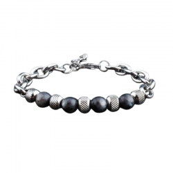 Braccialetto Agata perline 8mm Pietra Naturale e Acciaio