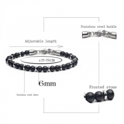 Braccialetto Agata perline 6mm Pietra Naturale e Acciaio 2