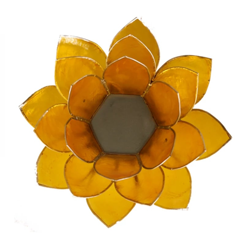3° Chakra Manipura Portalumino Loto in Capiz Giallo - Chakra del Plesso Solare