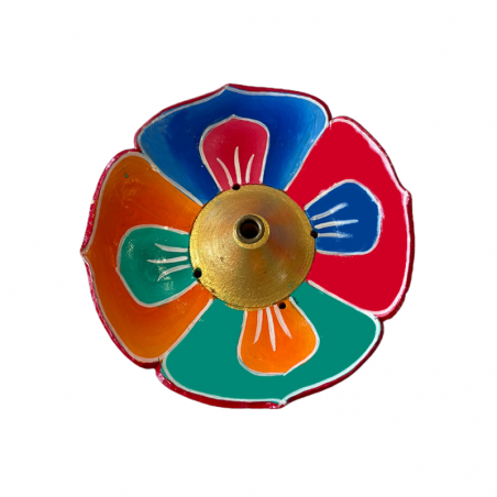 Porta incenso Tibetano in Legno Loto dipinto a mano - 9cm