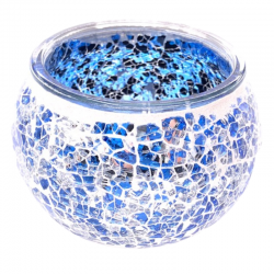Porta Lumino in vetro intarsiato a mosaico Blu Scuro 2
