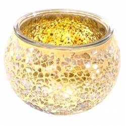 Porta Lumino in vetro intarsiato a mosaico giallo 2