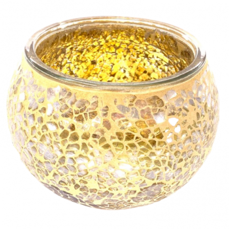 Porta Lumino in vetro intarsiato a mosaico giallo