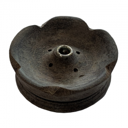 Porta incenso in legno Tibetano intagliato Loto - 10cm