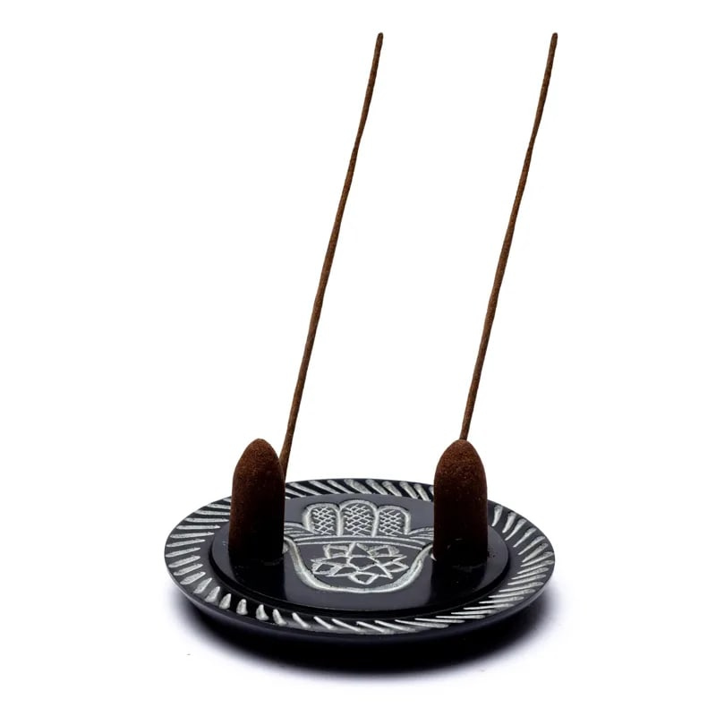 Supporto Bastoncini e Coni incenso in Pietra Ollare - Mano di Fatima