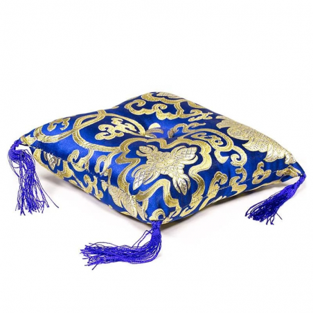 Cuscino per campane tibetane con Fiori - Blu (21 x 21 x 6cm)