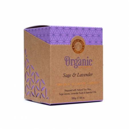 Candela smudging Salvia e Lavanda Cera di Soia Song of India Organic Goodness