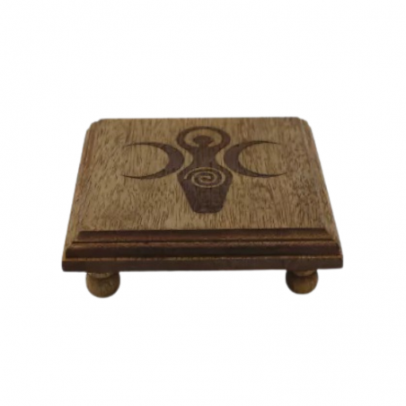 Altarino in legno di Mango per rituali con Dea (11,25 x 11,25 x 3,5cm)