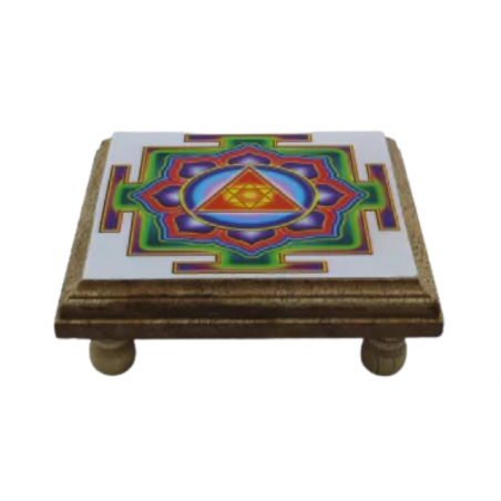 Altarino in legno di Mango per rituali con Yantra (11,25 x 11,25 x 3,5cm)