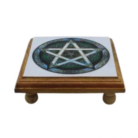 Altarino in legno di Mango con Pentagramma (11,25 x 11,25 x 3,5cm)