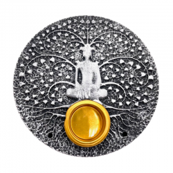 Supporto Bastoncini e Coni incenso in Pietra - Meditazione Argento - 9cm