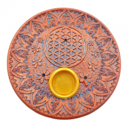Supporto Bastoncini e Coni incenso in Pietra - Fiore della Vita Bronzo - 10cm