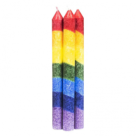 Kit 3 Candele arcobaleno alla stearina non profumate - (23 x 2,2cm)