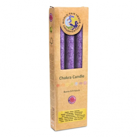 7° Chakra - Set 3 Candele stearina al profumo di Patchouli, Labdano, Incenso