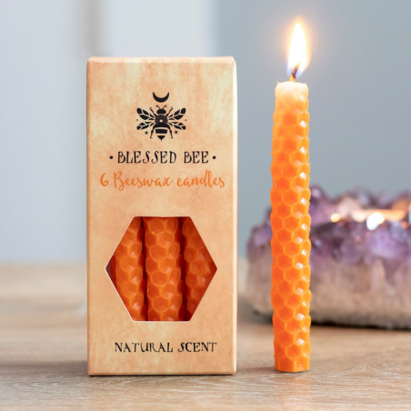 Fiducia - Set 6 candele per incantesimi in cera d'api - Arancione