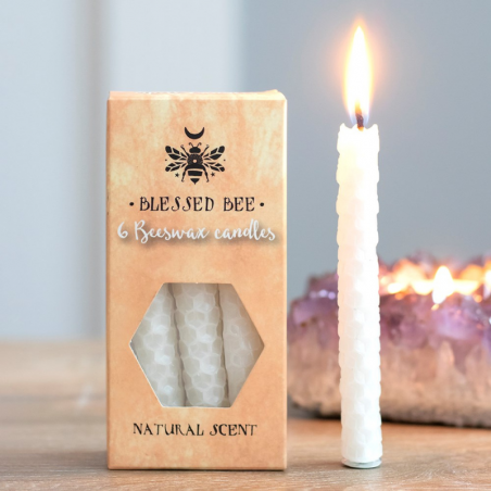 Felicità - Set 6 candele per incantesimi in cera d'api - Bianco