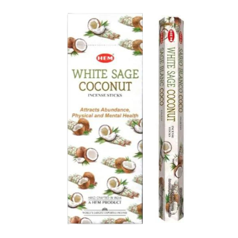 Salvia Bianca e Cocco 20 Bastoncini incenso Hem Masala
