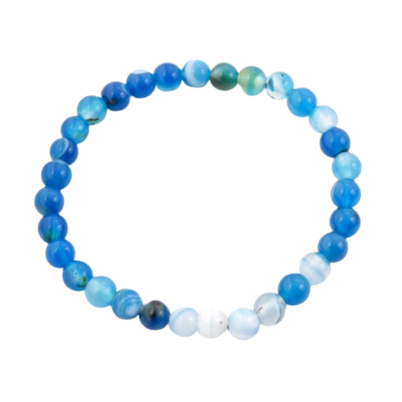 Braccialetto Agata Blu perline da 6mm in pietra naturale