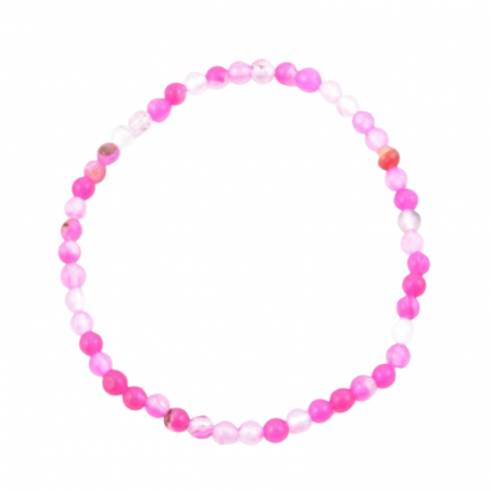 Braccialetto Agata Rosa perline da 4mm in pietra naturale